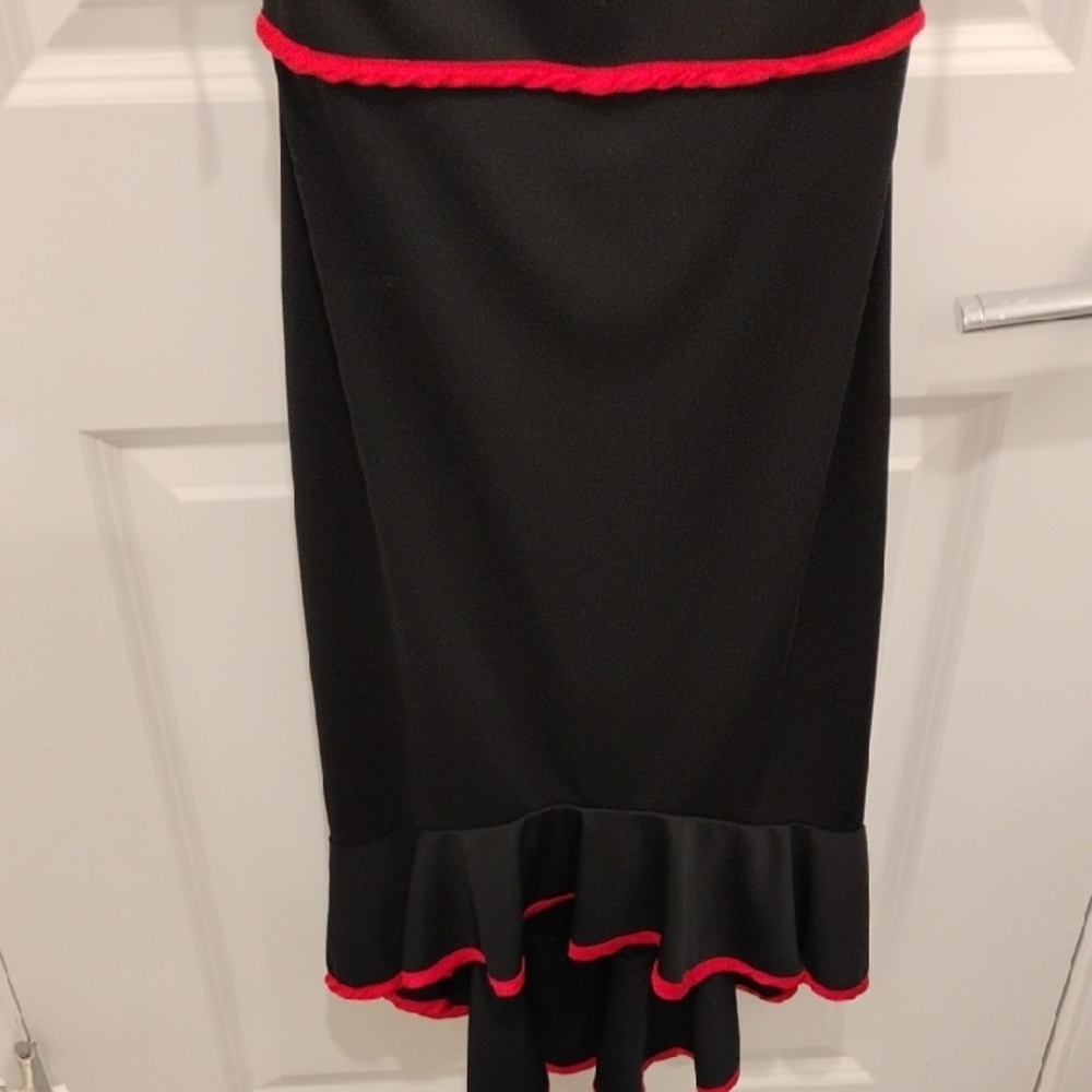 M Collection Black Dress with Red Trim Mermaid Hem Y2K Size Medium - Picture 6 of 11